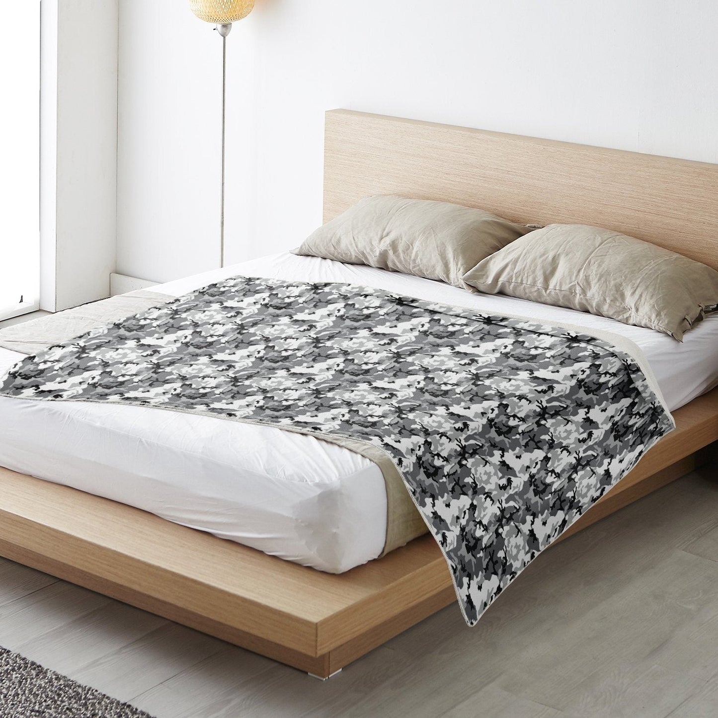 65 MCMLXV Grey Camouflage Print Microfleece Blanket - 65mcmlxv