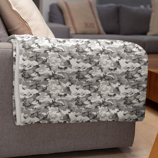 65 MCMLXV Grey Camouflage Print Microfleece Blanket - 65mcmlxv