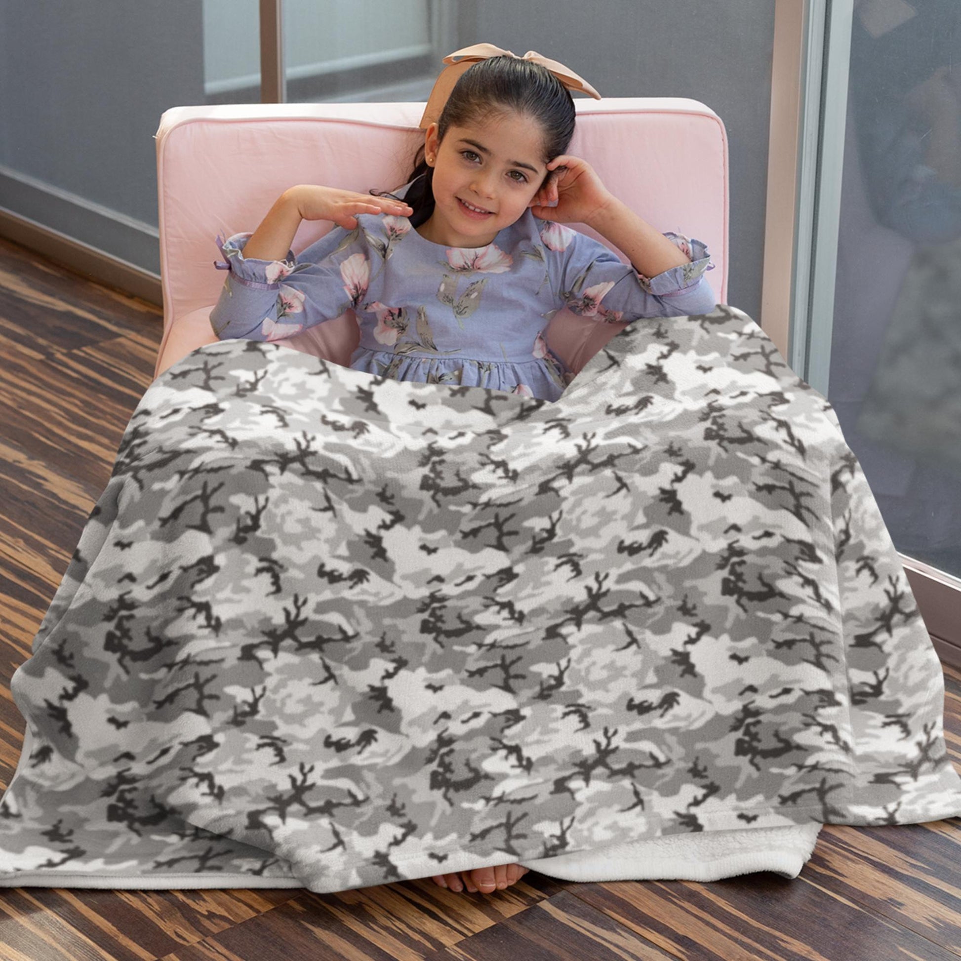65 MCMLXV Grey Camouflage Print Microfleece Blanket - 65mcmlxv
