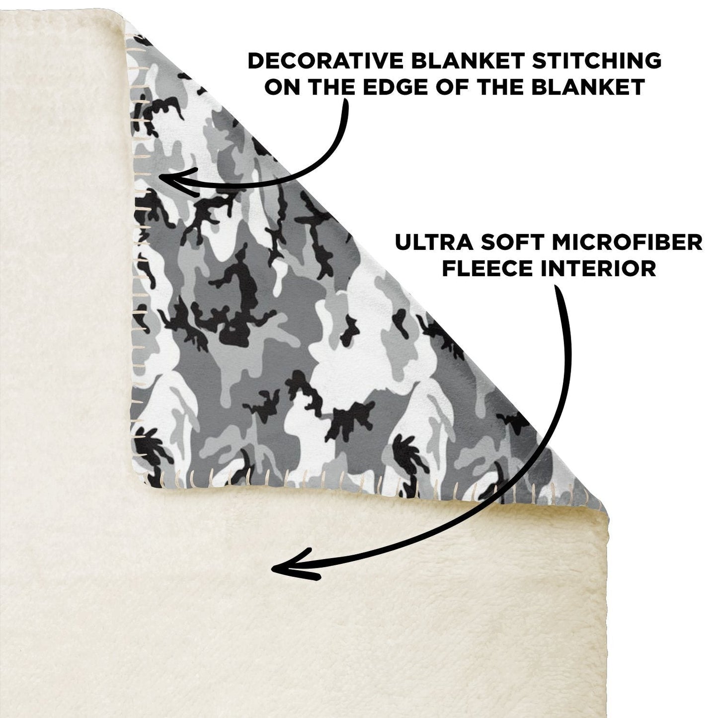 65 MCMLXV Grey Camouflage Print Microfleece Blanket - 65mcmlxv
