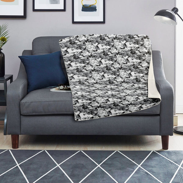 65 MCMLXV Grey Camouflage Print Microfleece Blanket - 65mcmlxv