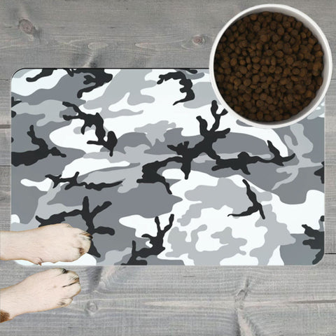 65 MCMLXV Grey Camouflage Print Pet Placemat - 65mcmlxv