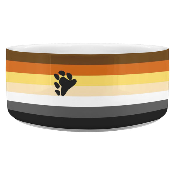 65 MCMLXV LGBT Bear Pride Flag Print Dishwasher Safe Ceramic Pet Bowl - 65mcmlxv