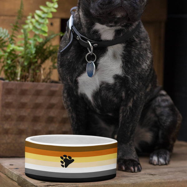 65 MCMLXV LGBT Bear Pride Flag Print Dishwasher Safe Ceramic Pet Bowl - 65mcmlxv