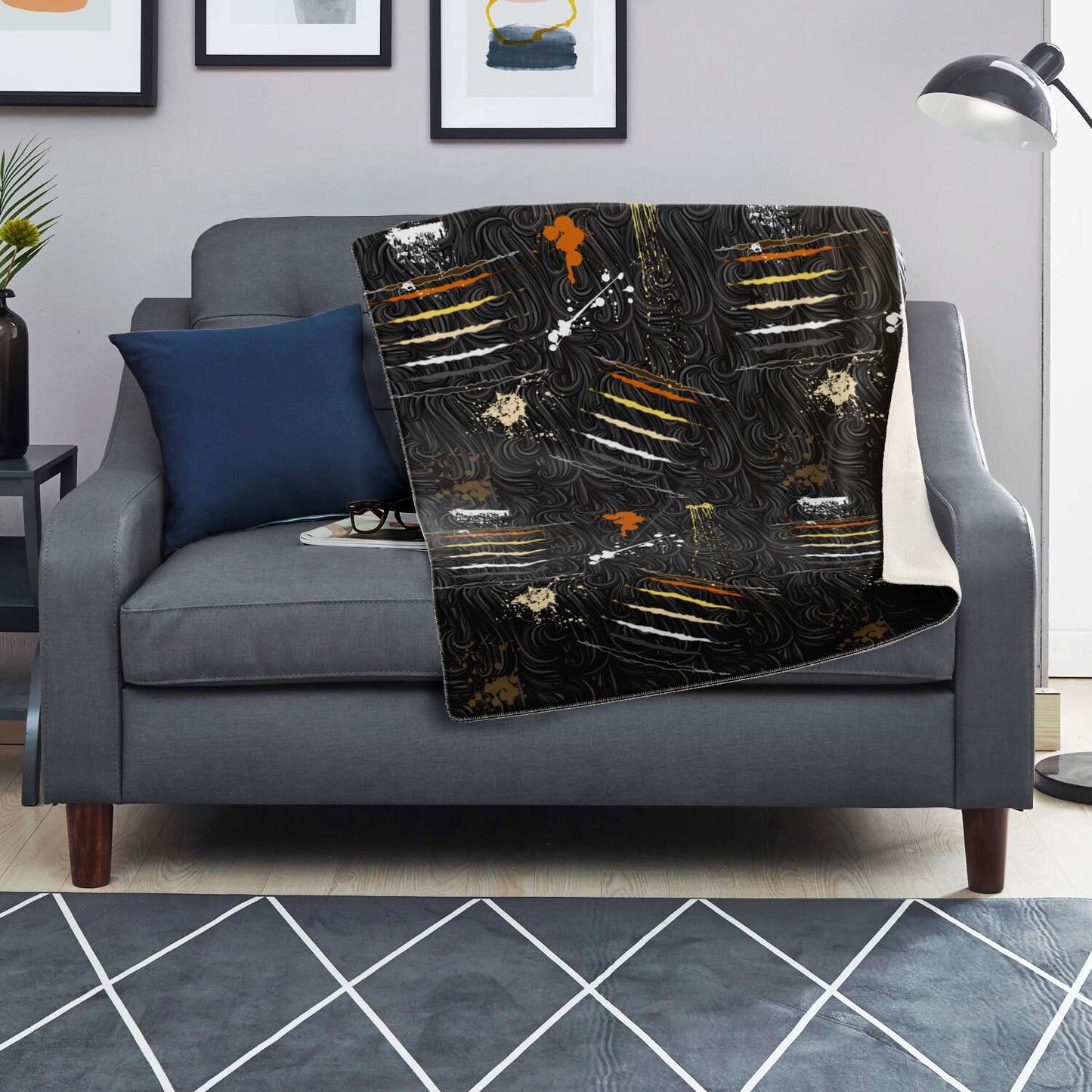 65 MCMLXV LGBT Bear Pride Flag Scratches and Splatter Fur Print Blanket - 65mcmlxv