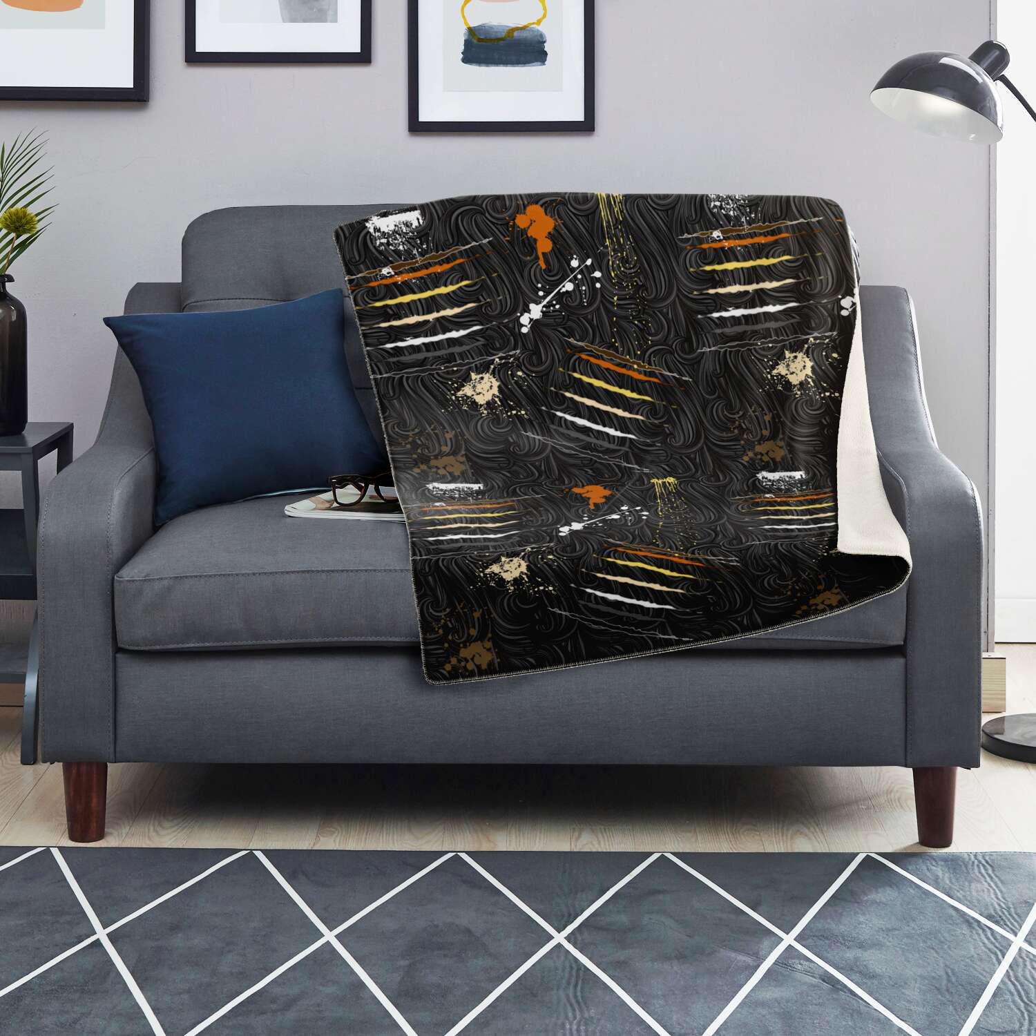 65 MCMLXV LGBT Bear Pride Flag Scratches and Splatter Fur Print Blanket - 65mcmlxv