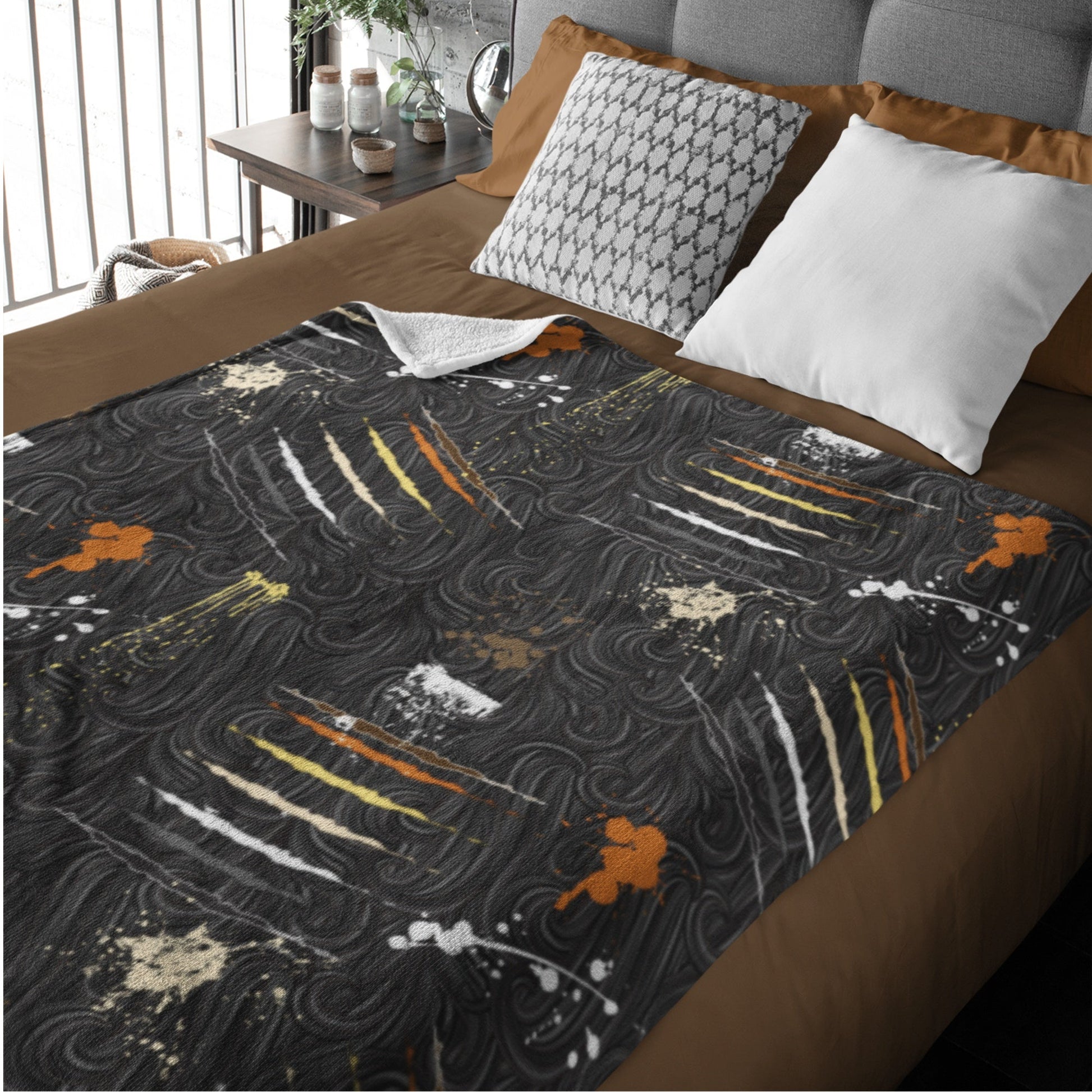 65 MCMLXV LGBT Bear Pride Flag Scratches and Splatter Fur Print Blanket - 65mcmlxv