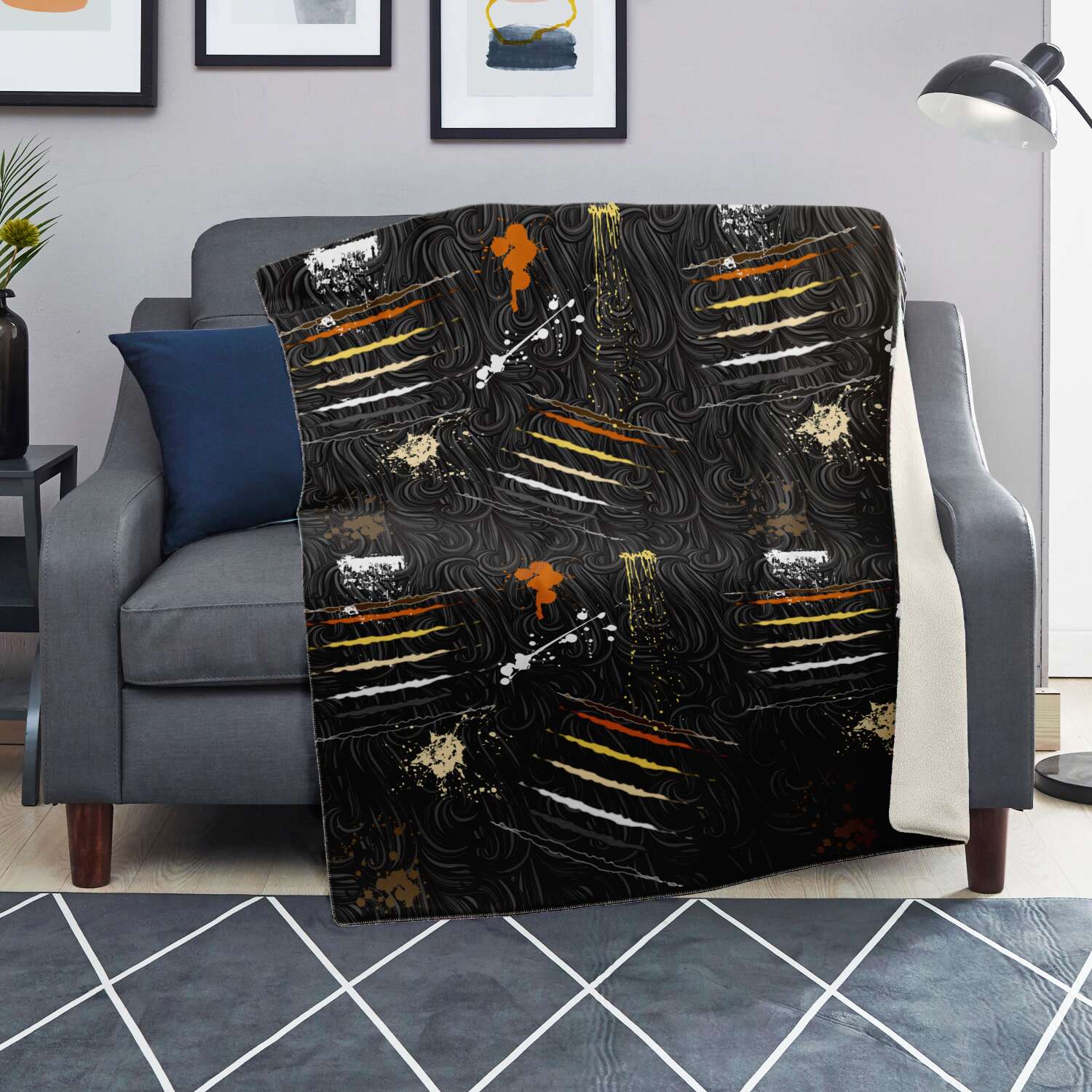 65 MCMLXV LGBT Bear Pride Flag Scratches and Splatter Fur Print Blanket - 65mcmlxv