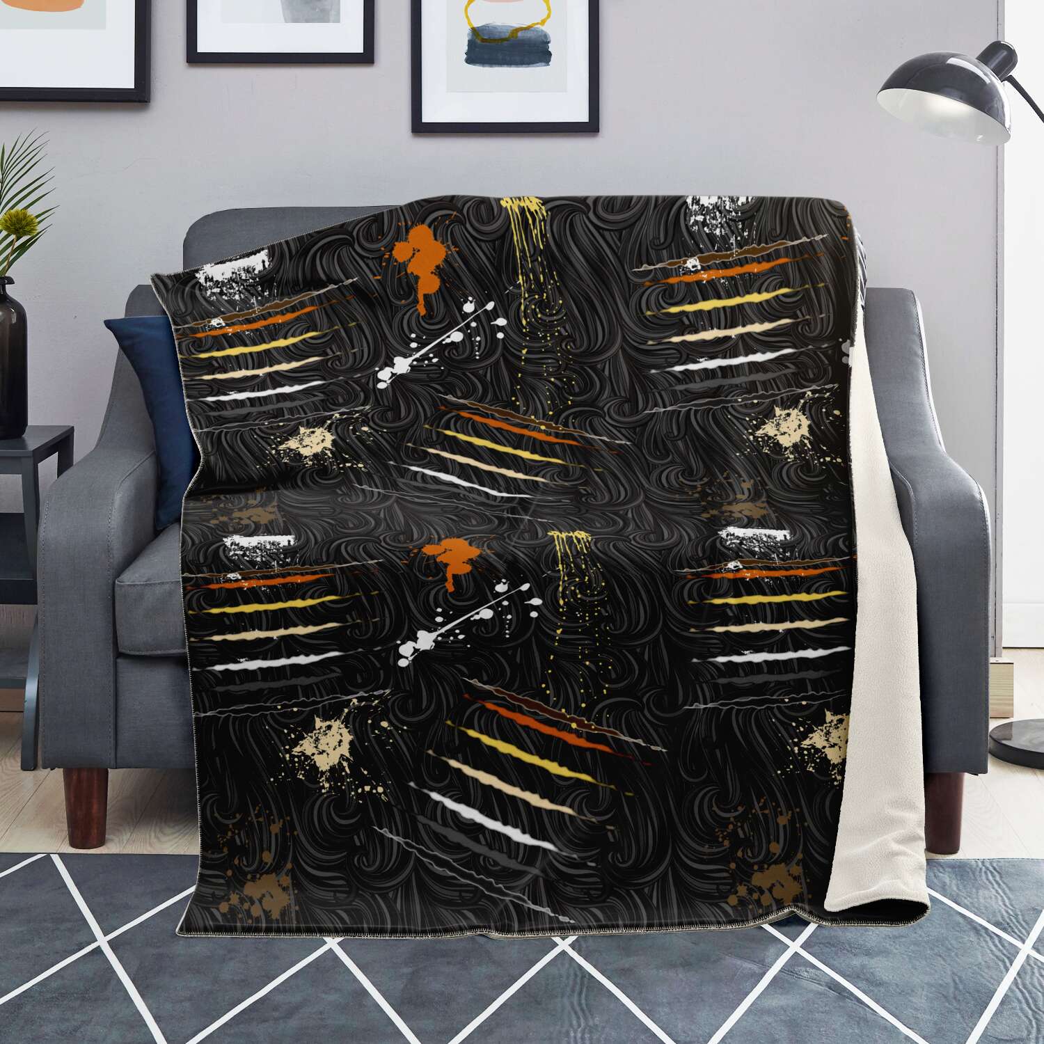 65 MCMLXV LGBT Bear Pride Flag Scratches and Splatter Fur Print Blanket - 65mcmlxv