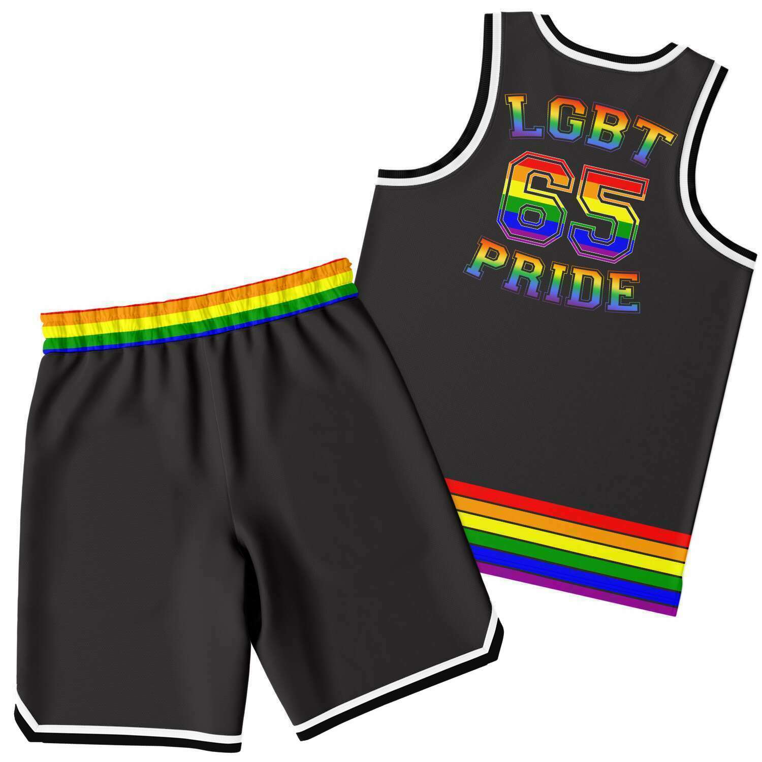 65 MCMLXV LGBT Gay Pride Rainbow Flag Basketball Jersey and Short Set - 65mcmlxv