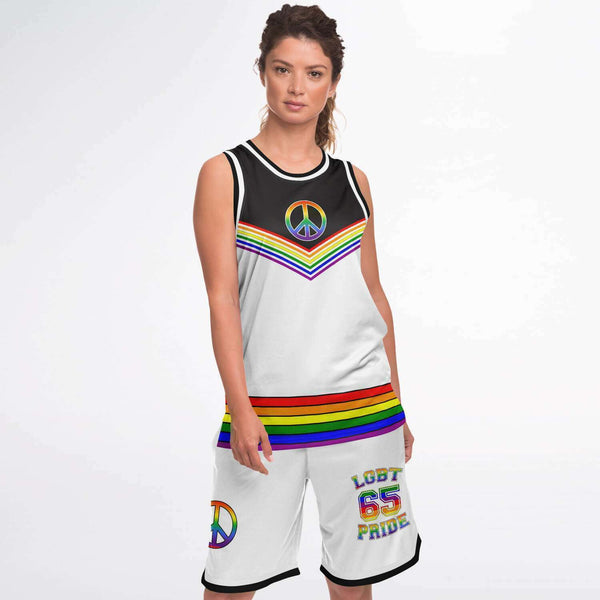 65 MCMLXV LGBT Gay Pride Rainbow Flag Basketball Jersey and Short Set - 65mcmlxv