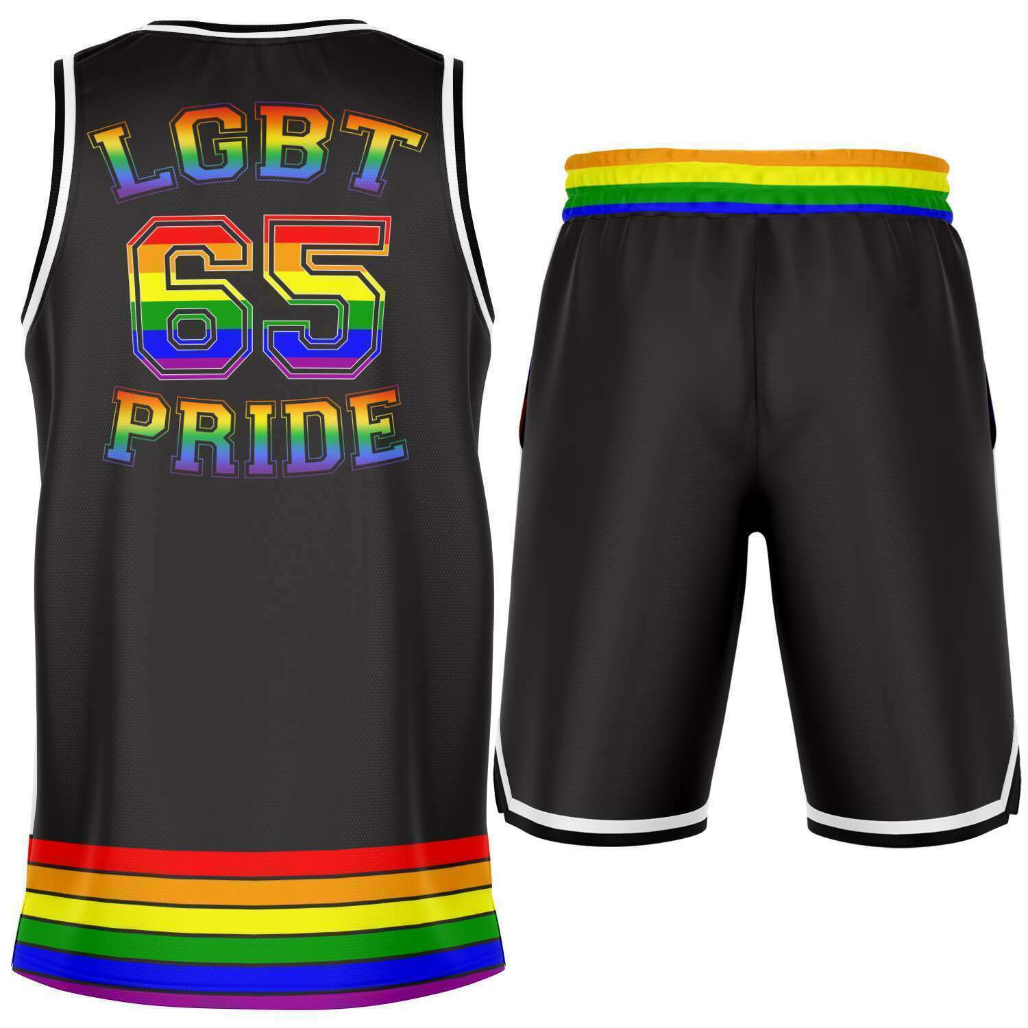 65 MCMLXV LGBT Gay Pride Rainbow Flag Basketball Jersey and Short Set - 65mcmlxv