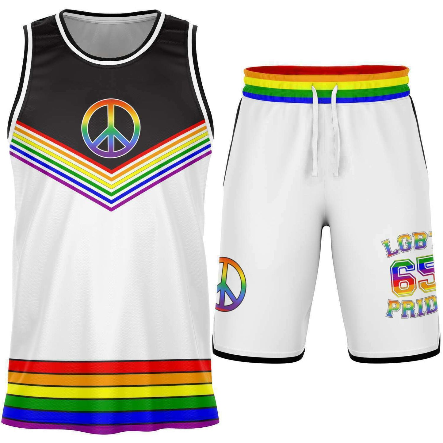 65 MCMLXV LGBT Gay Pride Rainbow Flag Basketball Jersey and Short Set - 65mcmlxv