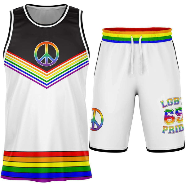 65 MCMLXV LGBT Gay Pride Rainbow Flag Basketball Jersey and Short Set - 65mcmlxv
