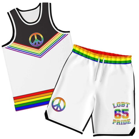 65 MCMLXV LGBT Gay Pride Rainbow Flag Basketball Jersey and Short Set - 65mcmlxv