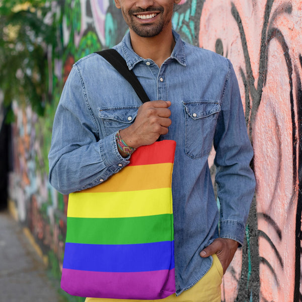 65 MCMLXV LGBT Gay Pride Rainbow Flag Print Tote Bag - 65mcmlxv