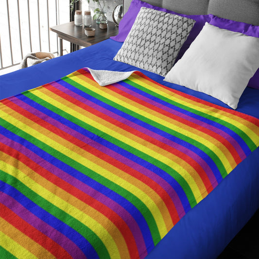 65 MCMLXV LGBT Gay Pride Rainbow Flag Stripe Print Throw Blanket - 65mcmlxv