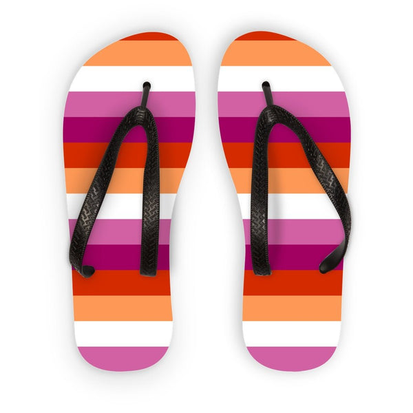 65 MCMLXV LGBT Lesbian Pride Sunset Flag Adult Flip Flops - 65mcmlxv