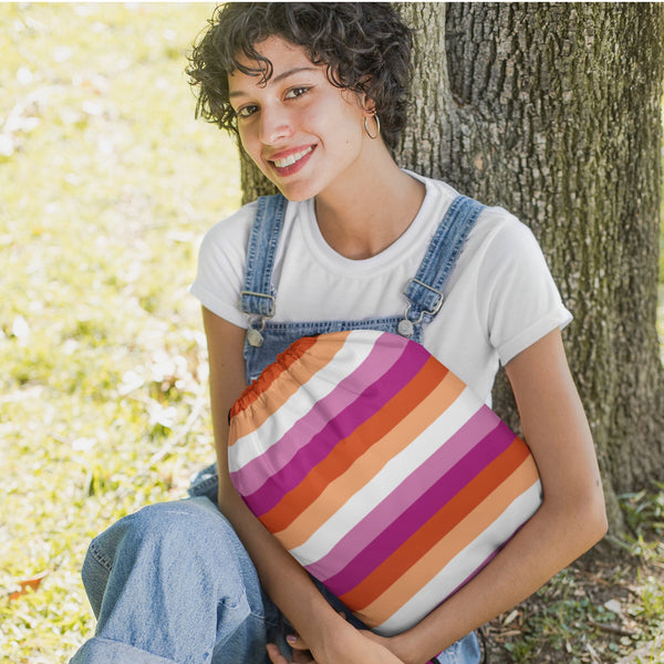 65 MCMLXV LGBT Lesbian Pride Sunset Flag Linen Drawstring Sack - 65mcmlxv