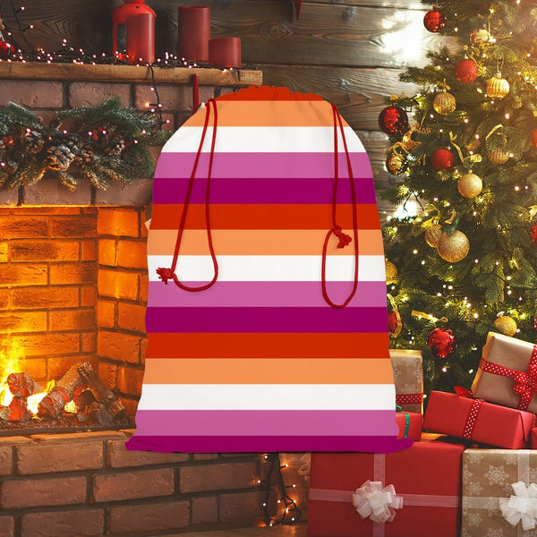 65 MCMLXV LGBT Lesbian Pride Sunset Flag Linen Drawstring Sack - 65mcmlxv