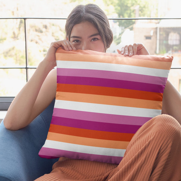 65 MCMLXV LGBT Lesbian Pride Sunset Flag Print Pillow Cushion Cover - 65mcmlxv