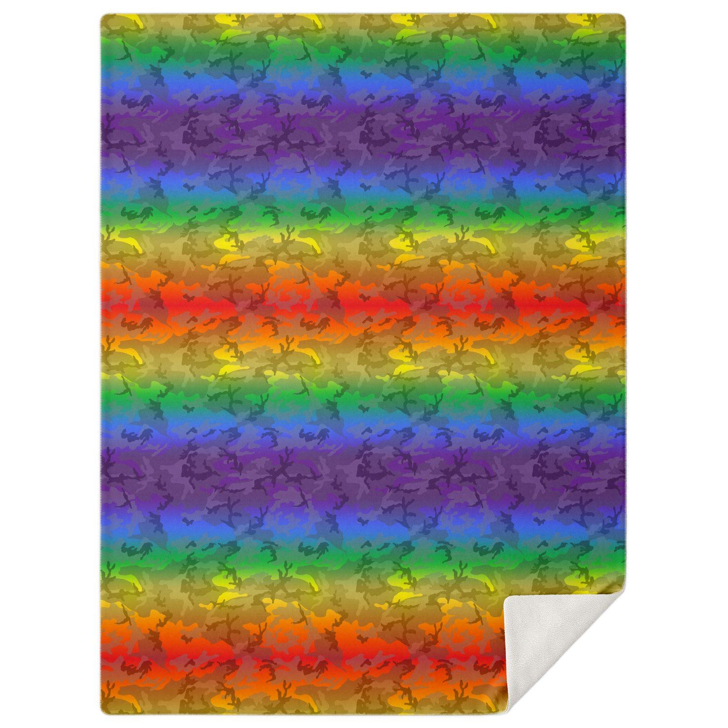 65 MCMLXV LGBT Rainbow Camouflage Print Microfleece Blanket - 65mcmlxv