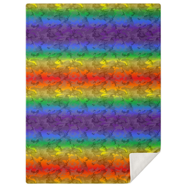 65 MCMLXV LGBT Rainbow Camouflage Print Microfleece Blanket - 65mcmlxv