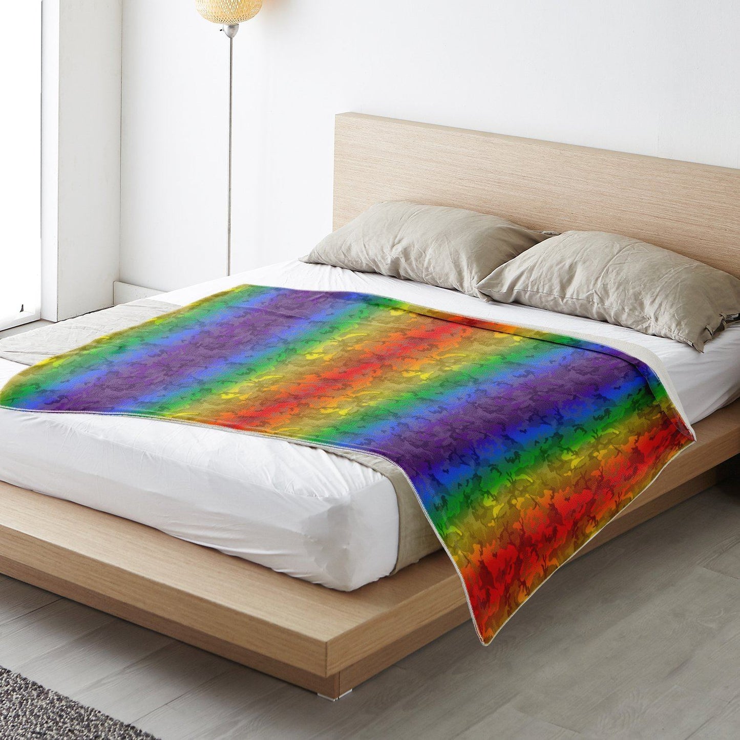 65 MCMLXV LGBT Rainbow Camouflage Print Microfleece Blanket - 65mcmlxv