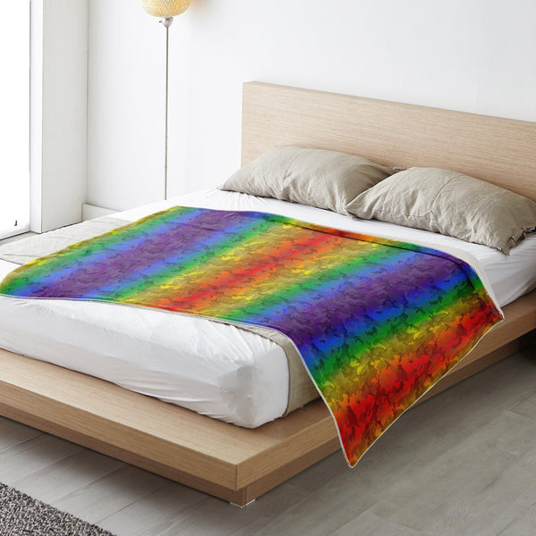 65 MCMLXV LGBT Rainbow Camouflage Print Microfleece Blanket - 65mcmlxv