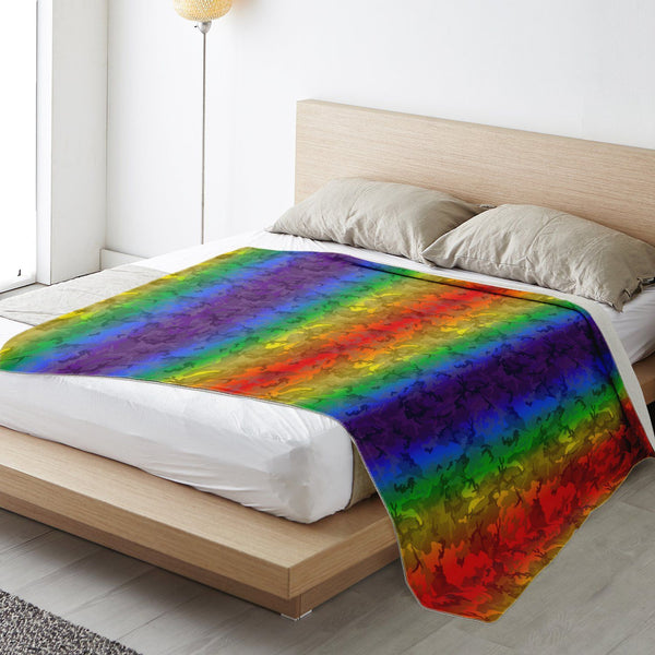 65 MCMLXV LGBT Rainbow Camouflage Print Microfleece Blanket - 65mcmlxv