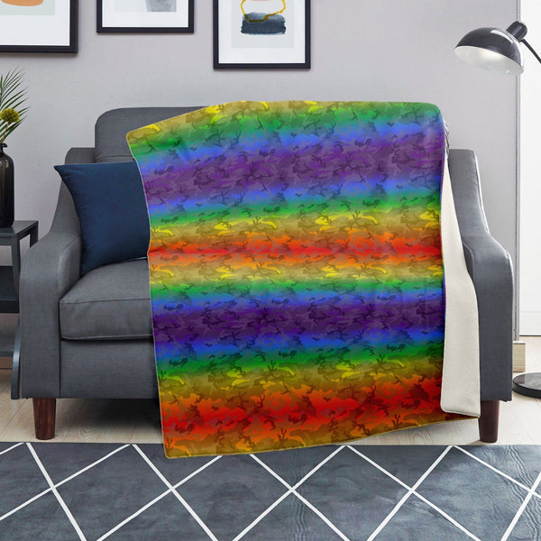 65 MCMLXV LGBT Rainbow Camouflage Print Microfleece Blanket - 65mcmlxv