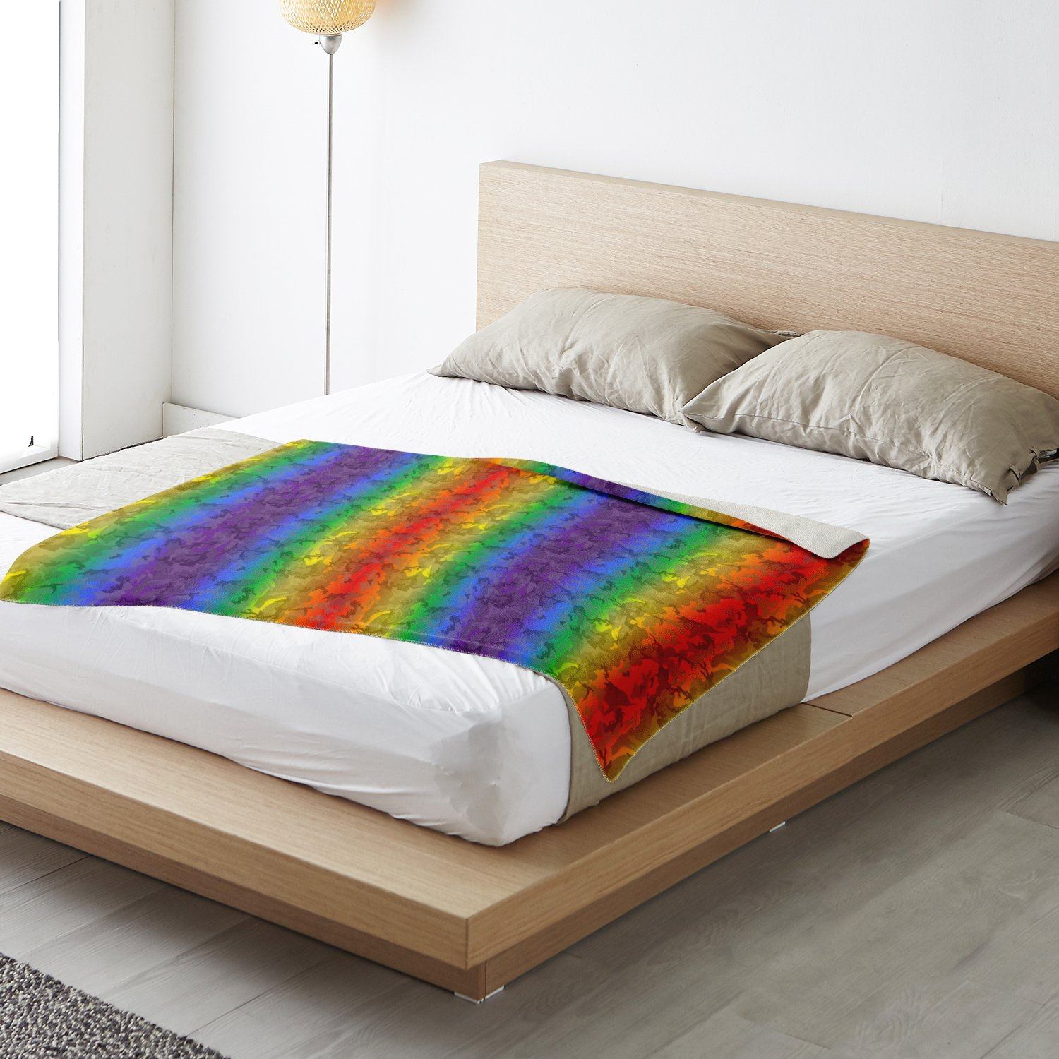 65 MCMLXV LGBT Rainbow Camouflage Print Microfleece Blanket - 65mcmlxv