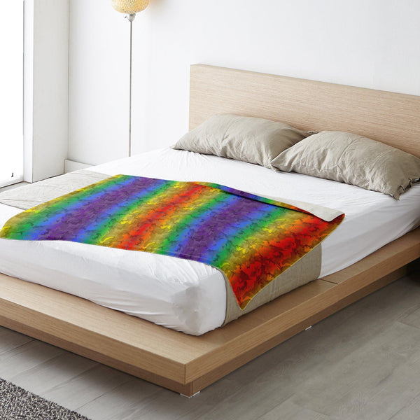 65 MCMLXV LGBT Rainbow Camouflage Print Microfleece Blanket - 65mcmlxv