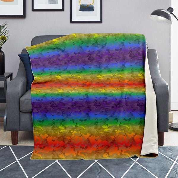 65 MCMLXV LGBT Rainbow Camouflage Print Microfleece Blanket - 65mcmlxv