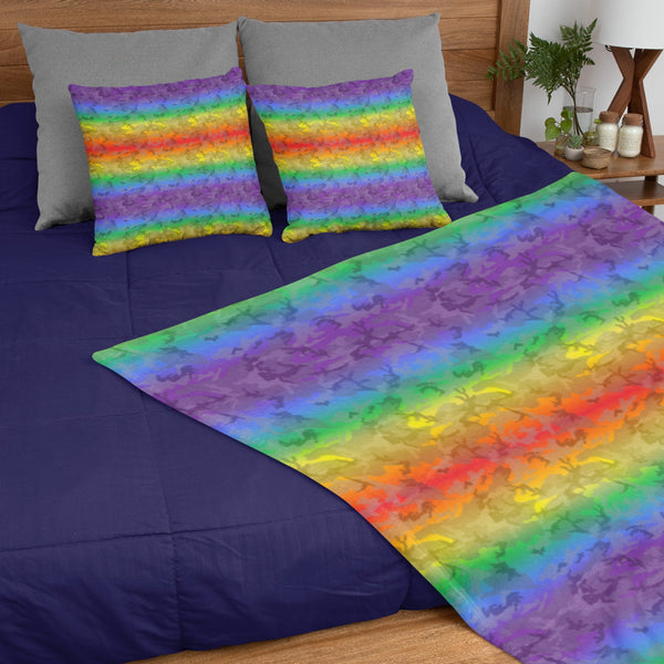 65 MCMLXV LGBT Rainbow Camouflage Print Microfleece Blanket - 65mcmlxv