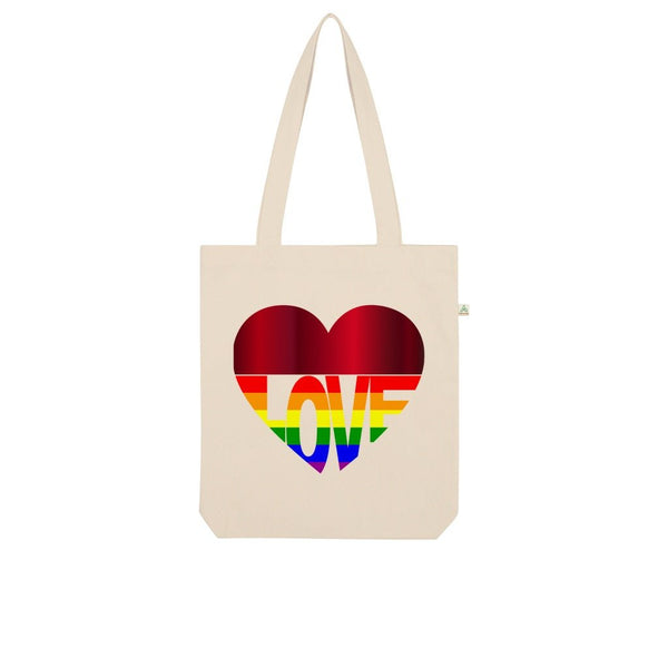 65 MCMLXV LGBT Rainbow Flag Love Heart Print Organic Tote Bag - 65mcmlxv