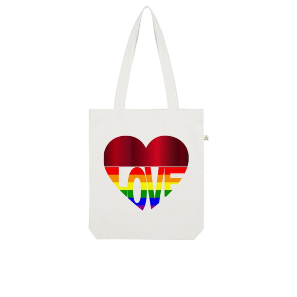 65 MCMLXV LGBT Rainbow Flag Love Heart Print Organic Tote Bag - 65mcmlxv