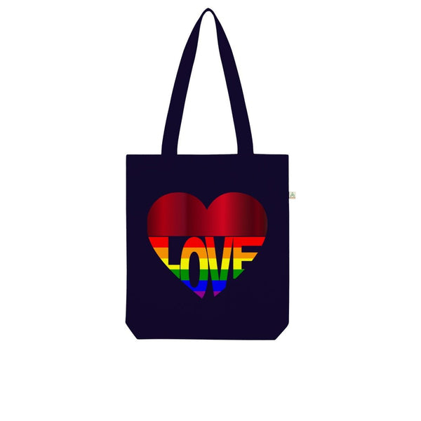 65 MCMLXV LGBT Rainbow Flag Love Heart Print Organic Tote Bag - 65mcmlxv