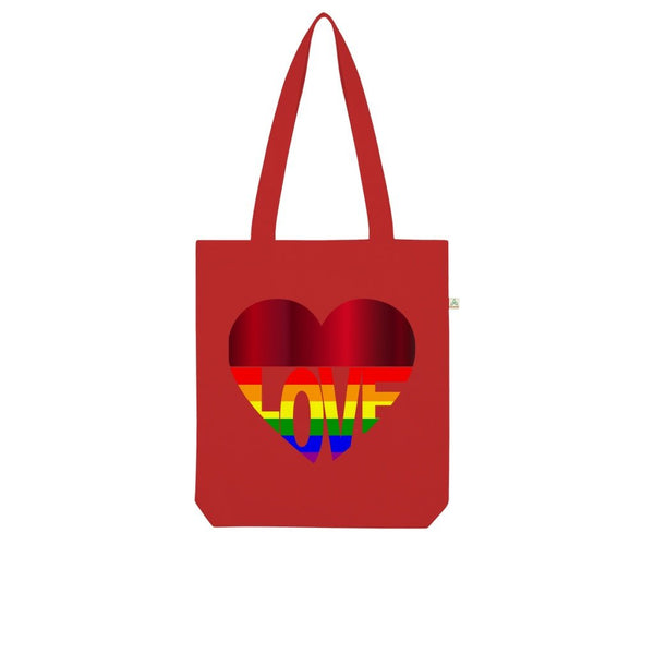65 MCMLXV LGBT Rainbow Flag Love Heart Print Organic Tote Bag - 65mcmlxv