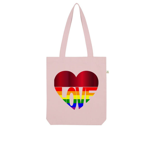 65 MCMLXV LGBT Rainbow Flag Love Heart Print Organic Tote Bag - 65mcmlxv