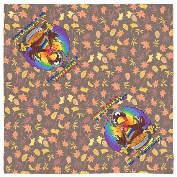 65 MCMLXV LGBT Thankful & Fierce Thanksgiving Turkey Print Pet Bandana Handkerchief 24x24 - 65mcmlxv