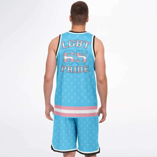 65 MCMLXV LGBT Transgender Pride Flag Print Basketball Jersey and Short Set - 65mcmlxv