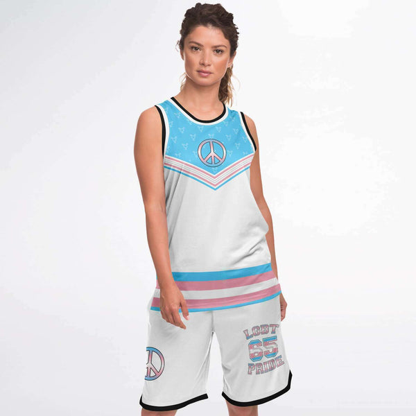 65 MCMLXV LGBT Transgender Pride Flag Print Basketball Jersey and Short Set - 65mcmlxv