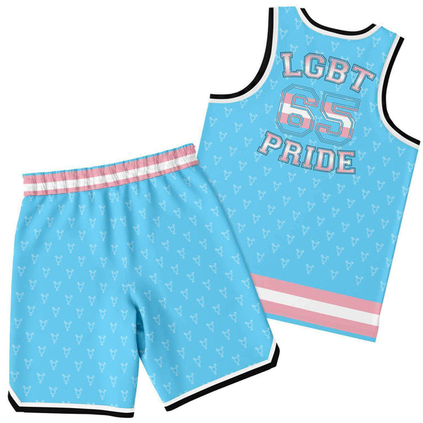 65 MCMLXV LGBT Transgender Pride Flag Print Basketball Jersey and Short Set - 65mcmlxv
