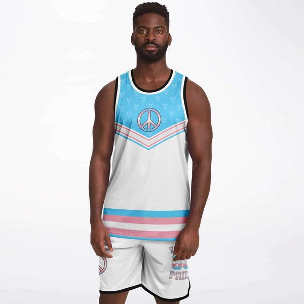 65 MCMLXV LGBT Transgender Pride Flag Print Basketball Jersey and Short Set - 65mcmlxv