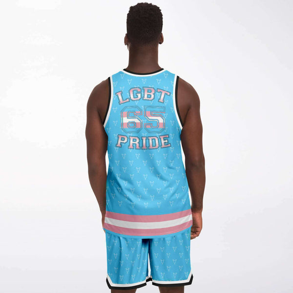 65 MCMLXV LGBT Transgender Pride Flag Print Basketball Jersey and Short Set - 65mcmlxv