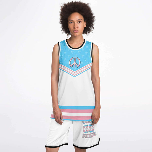 65 MCMLXV LGBT Transgender Pride Flag Print Basketball Jersey and Short Set - 65mcmlxv