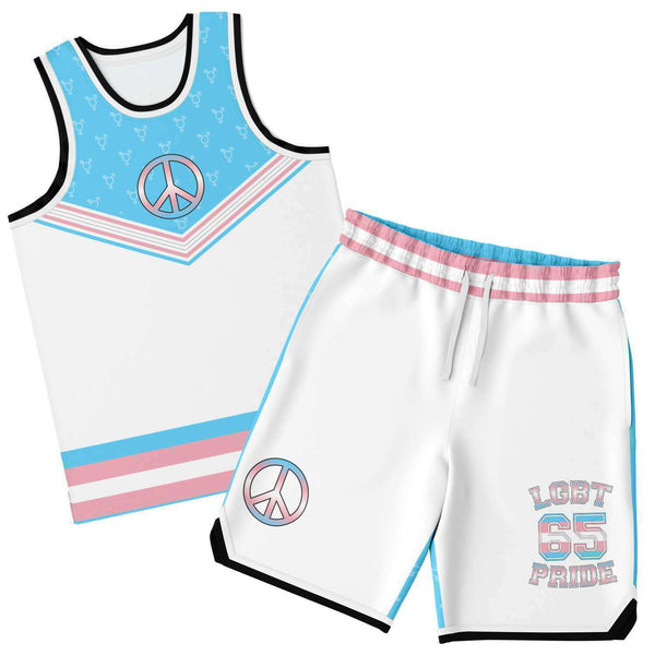 65 MCMLXV LGBT Transgender Pride Flag Print Basketball Jersey and Short Set - 65mcmlxv