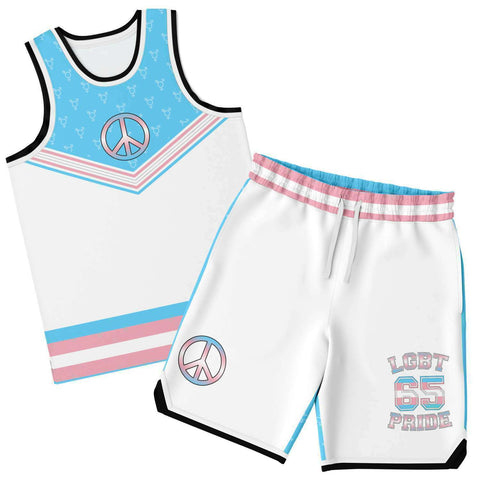 65 MCMLXV LGBT Transgender Pride Flag Print Basketball Jersey and Short Set - 65mcmlxv