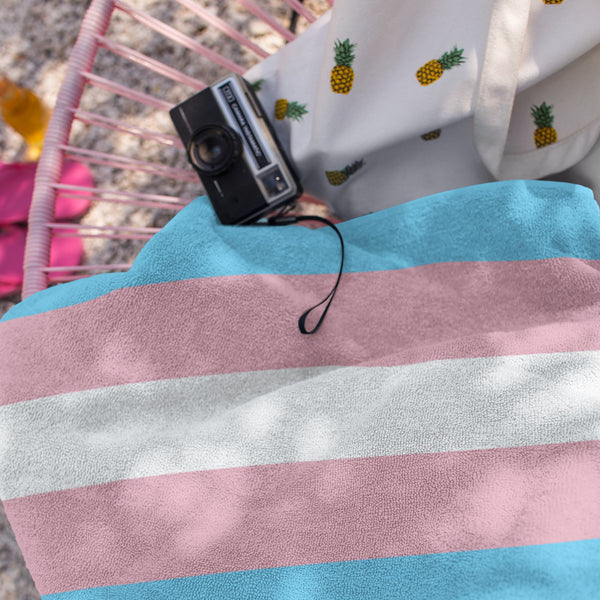 65 MCMLXV LGBT Transgender Pride Flag Print Beach Towel - 65mcmlxv